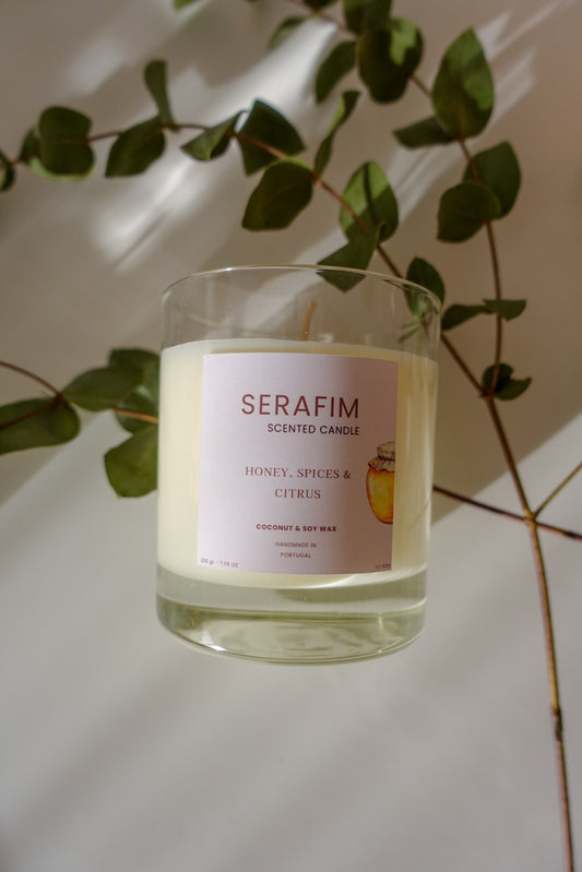 Vela Aromática 220gr Mel, Especiarias e Citrinos